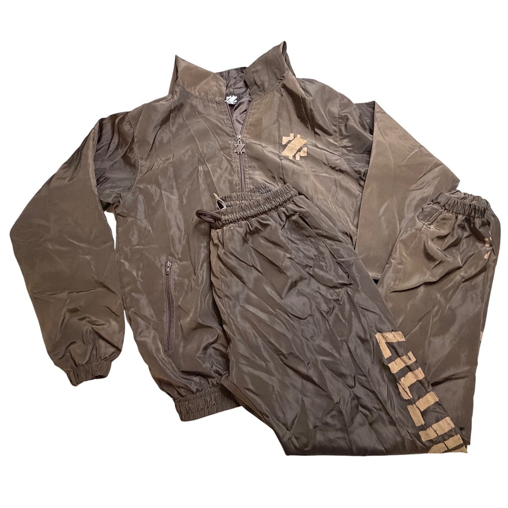 Zillionaire Mens Track Suit Brown Full Zip Hooded Jacket and Pants Set
